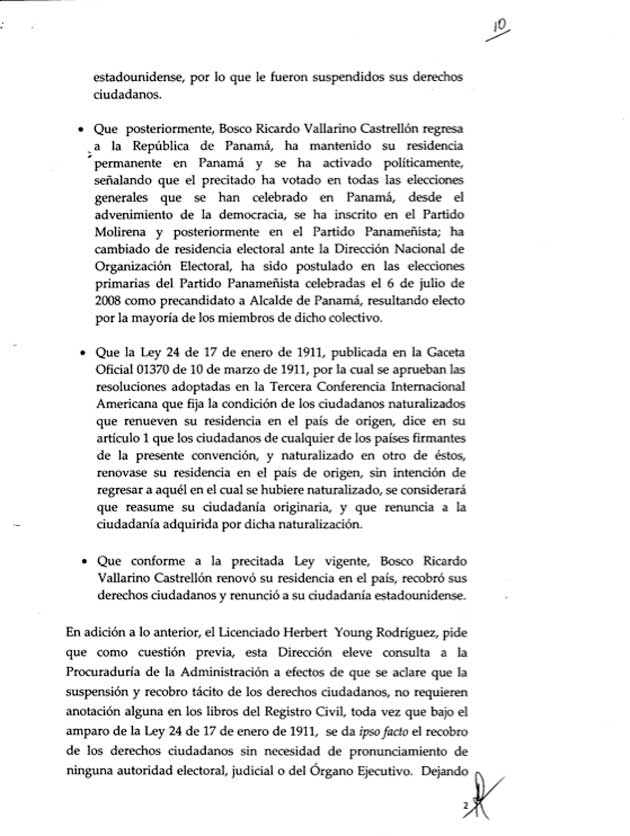 Resolución expedida por la Dirección Nacional de Registro Civil - Bosco Vallarino - Pagina 2